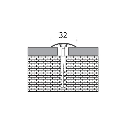 REJTETT RÖGZÍTÉSŰ “LENCSE” PROFIL 900X32 MM, ELOXÁLT MATT PEZSGŐ