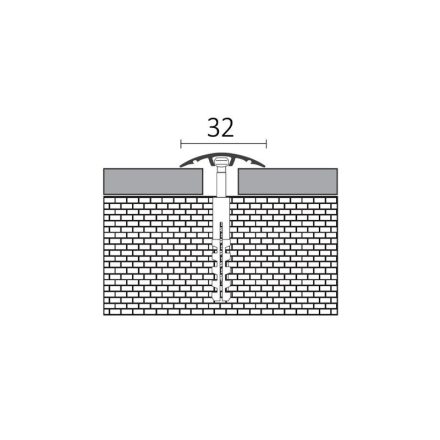 REJTETT RÖGZÍTÉSŰ “LENCSE” PROFIL 2700X32 MM, ELOXÁLT MATT ARANY