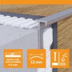 ARBITON PRO S2 LÉPCSŐPROFIL POZITÍV ÉLRE SZÁLCSISZOLT EZÜST B1 2M/DB