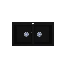   LUNART CHARLOTTE KÉTMEDENCÉS GRÁNIT MOSOGATÓ FÚRT, BLACK