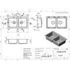 LUNART CHARLOTTE KÉTMEDENCÉS GRÁNIT MOSOGATÓ FÚRT, GREY