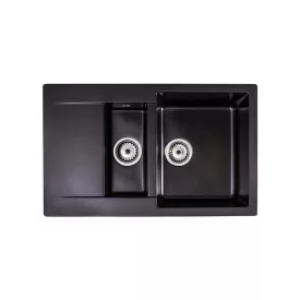   LUNART BASIC GERY GYÜMÖLCSMOSÓS GRÁNIT MOSOGATÓ CSEPPTÁLCÁVAL, MIDNIGHT BLACK